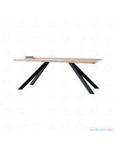 Tavolino rotondo 92 cm con piano effetto marmo antracite e gambe rovere  naturale - Aron